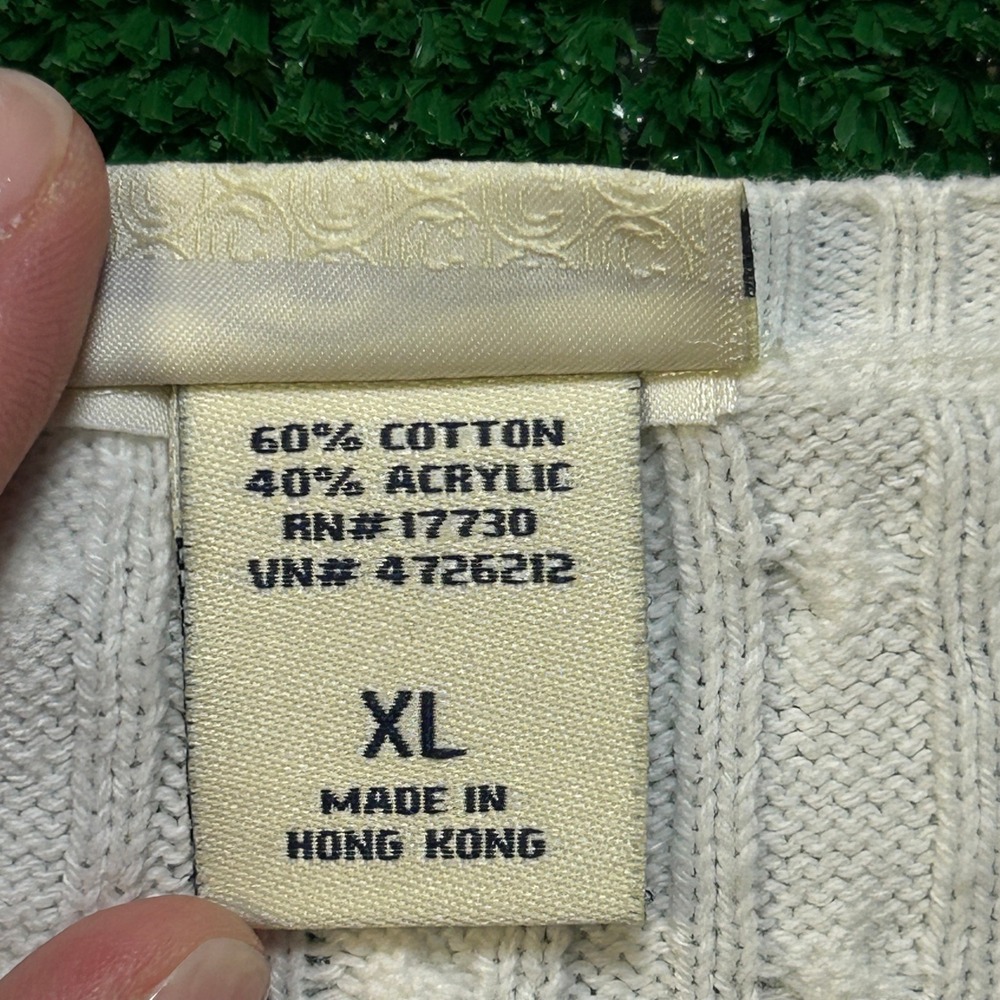VTG Cherokee Brand Cable Knit Cardigan Sweater Off White Womens XL Hong Kong - Picture 7 of 9